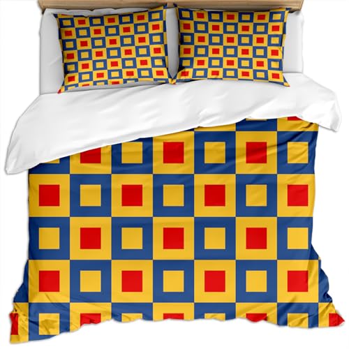 Bettwäsche 200X200 Teenager Kinder Mikrofaser 3 Teilig 3D Einfache Kunst Im Blauen Und Gelben Quadratischen Stil Muster Winter Bettbezug Set, Weiche Flauschige Bettbezüge Mit Reißverschluss Und 2 K Bettwäsche 200X200 Teenager Kinder Mikrofaser 3 Teilig 3D Einfache Kunst Im Blauen Und Gelben Quadratischen Stil Muster Winter Bettbezug Set, Weiche Flauschige Bettbezüge Mit Reißverschluss Und 2 K von GSKOQD