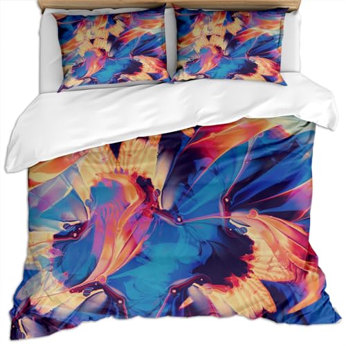 Bettwäsche 200X200Cm 3D Blau Gelb Modern Stilvoll Blumen Druck Bettbezug Set 3 Teilig Weiche Microfaser Erwachsene Bettwäsche Bettdeckenbezug Mit Reißverschluss Und 2 Kissenbezug 80X80Cm, Schlafkom Bettwäsche 200X200Cm 3D Blau Gelb Modern Stilvoll Blumen Druck Bettbezug Set 3 Teilig Weiche Microfaser Erwachsene Bettwäsche Bettdeckenbezug Mit Reißverschluss Und 2 Kissenbezug 80X80Cm, Schlafkom von GSKOQD