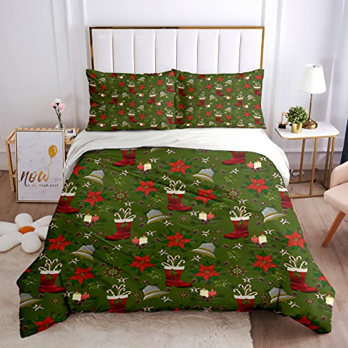 Bettwäsche Set 155X220Cm 100% Microfaser Weihnachts Bettwäsche Für Kinder, 3D Grün-Rote Weihnachtsgeschenkstiefel Muster 3 Teilig-Set : 1 Bettbezug + 2 Kissenbezug 80X80Cm Weiche, Hypoallergen Bettwäsche Set 155X220Cm 100% Microfaser Weihnachts Bettwäsche Für Kinder, 3D Grün-Rote Weihnachtsgeschenkstiefel Muster 3 Teilig-Set : 1 Bettbezug + 2 Kissenbezug 80X80Cm Weiche, Hypoallergen von GSKOQD