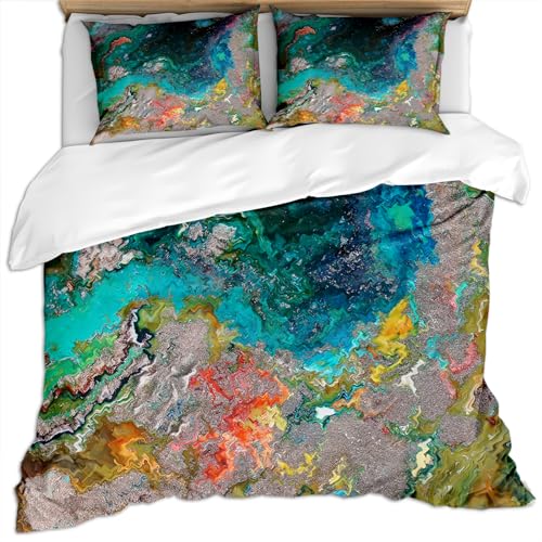 Bettwäsche Set 200X200Cm 100% Microfaser Weihnachts Bettwäsche Für Erwachsene, 3D Blau Grün Kunst Mode Haus Marmor Textur Luxus Muster 3 Teilig-Set : 1 Bettbezug + 2 Kissenbezug 80X80Cm Weiche, Hyp Bettwäsche Set 200X200Cm 100% Microfaser Weihnachts Bettwäsche Für Erwachsene, 3D Blau Grün Kunst Mode Haus Marmor Textur Luxus Muster 3 Teilig-Set : 1 Bettbezug + 2 Kissenbezug 80X80Cm Weiche, Hyp von GSKOQD