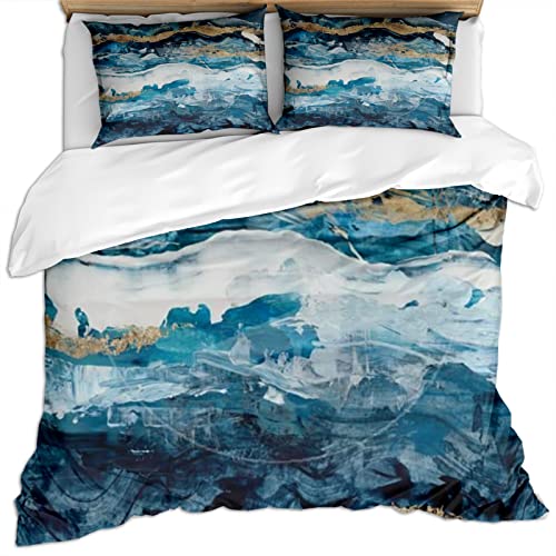 Bettwäsche Set 200X200Cm 100% Polyester Winterbettwäsche Für Mädchen Und Jungen, 3D Blau-Weiße Textur Druck Muster 3 Teilig-Set : 1 Bettbezug + 2 Kissenbezug 80X80Cm Weiche Flauschige Bettwäsche Set 200X200Cm 100% Polyester Winterbettwäsche Für Mädchen Und Jungen, 3D Blau-Weiße Textur Druck Muster 3 Teilig-Set : 1 Bettbezug + 2 Kissenbezug 80X80Cm Weiche Flauschige von GSKOQD
