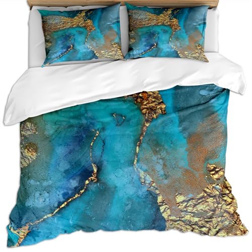 Bettwäsche Set 220X240Cm 100% Microfaser Weihnachts Bettwäsche Für Erwachsene, 3D Blau Grün Gold Fantasie Textur Luxusmode Muster 3 Teilig-Set : 1 Bettbezug + 2 Kissenbezug 80X80Cm Weiche, Hypoalle Bettwäsche Set 220X240Cm 100% Microfaser Weihnachts Bettwäsche Für Erwachsene, 3D Blau Grün Gold Fantasie Textur Luxusmode Muster 3 Teilig-Set : 1 Bettbezug + 2 Kissenbezug 80X80Cm Weiche, Hypoalle von GSKOQD