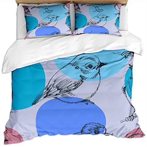 Bettwäsche Set 220X240Cm 100% Polyester Winterbettwäsche Für Mädchen Und Jungen, 3D Blau Kunst Tier Vogel Druck Muster 3 Teilig-Set : 1 Bettbezug + 2 Kissenbezug 80X80Cm Weiche Flauschige Bettwäsche Set 220X240Cm 100% Polyester Winterbettwäsche Für Mädchen Und Jungen, 3D Blau Kunst Tier Vogel Druck Muster 3 Teilig-Set : 1 Bettbezug + 2 Kissenbezug 80X80Cm Weiche Flauschige von GSKOQD