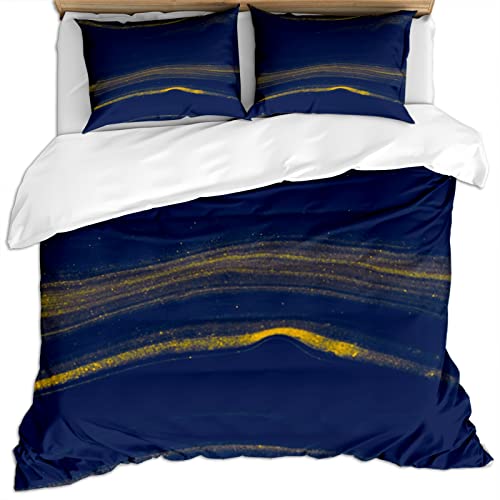 Kinderbettwäsche 155X220Cm Mikrofaser 3 Teilig - Bettbezug Set Mit Blaue Goldene Linienstruktur Muster, Weiche Flauschige Bettbezüge Mit Reißverschluss Und 2 Kissenbezug 80X80Cm, Hypoallergen Kinderbettwäsche 155X220Cm Mikrofaser 3 Teilig - Bettbezug Set Mit Blaue Goldene Linienstruktur Muster, Weiche Flauschige Bettbezüge Mit Reißverschluss Und 2 Kissenbezug 80X80Cm, Hypoallergen von GSKOQD