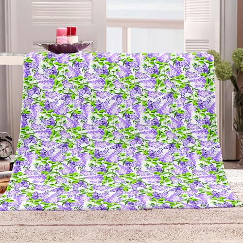 Warme Kuscheldecke Flanell Decke Microfaser Fleecedecke 180X200Cm 3D Lila Blumen Drucken Sofadecke Weiche Flauschige Wolldecken Tagesdecke Wohndecke Für Erwachsene & Kinder von GSKOQD