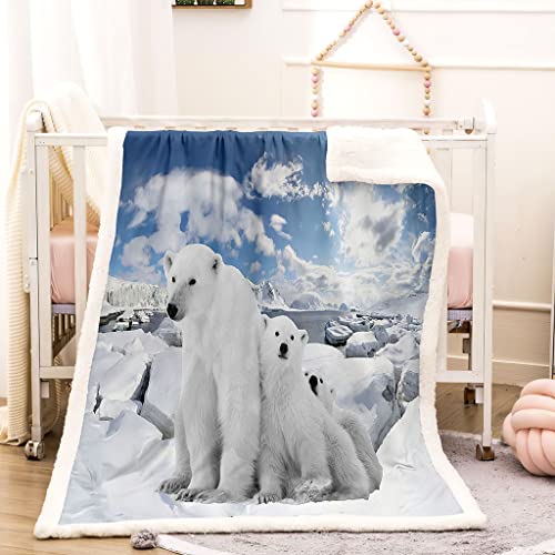 Warme Kuscheldecke Flanell Decke Microfaser Fleecedecke 80X150Cm 3D Gletscher-Eisbär Drucken Sofadecke Weiche Flauschige Wolldecken Tagesdecke Wohndecke Für Erwachsene & Kinder von GSKOQD