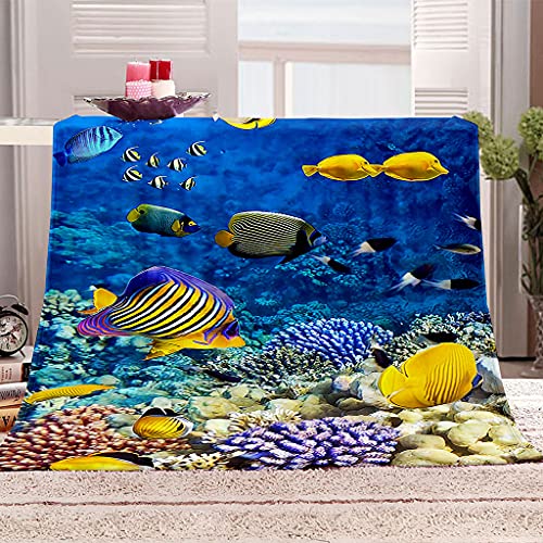 Warme Kuscheldecke Flanell Decke Microfaser Fleecedecke 80X150Cm 3D Meerestier Kleiner Fisch Drucken Sofadecke Weiche Flauschige Wolldecken Tagesdecke Wohndecke Für Erwachsene & Kinder von GSKOQD