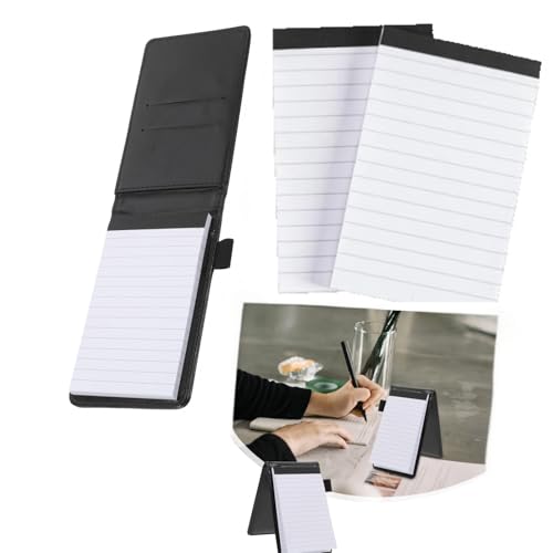 GSKQCRPR Leather Mini Pocket Notepad Set 3-Piece - A7 Refillable Notebook with Pen Holder, Includes 2 Memo Book Refills & 150 Lined Pages (3 Notepads, Travel-Friendly Daily Carry Organizer) von GSKQCRPR