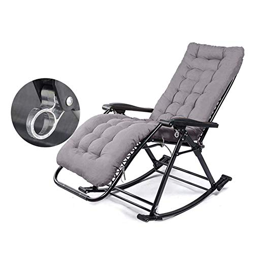 GSKXHDD Garten-Schaukelstuhl für Erwachsene, verstellbar, mit Kissen für schwere Menschen – klappbarer Rocker-Schwerkraftsitz auf der Terrasse im Freien, unterstützt 150 kg (Farbe: Pearl Cotton Pad) von GSKXHDD