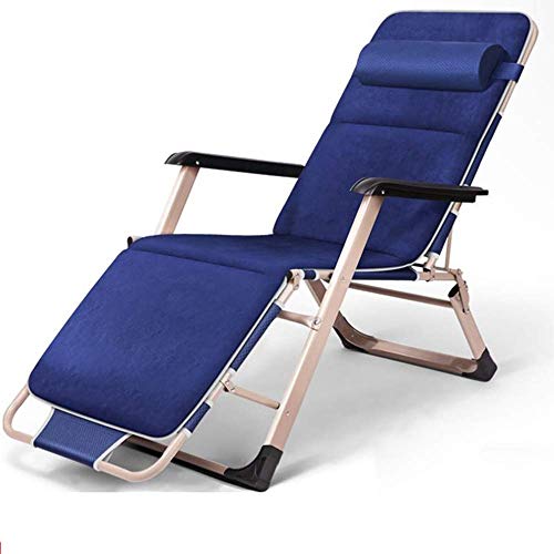 Liegestuhl, Sonnenliege Premium gepolsterter Zero-Gravity-Stuhl – robuste Textoline Outdoor-Klapp- und Liege-Sonnenliege mit Kopfkissen – aus Stahlrahmen für Terrasse, Wintergarten oder Liegestuhl von GSKXHDD