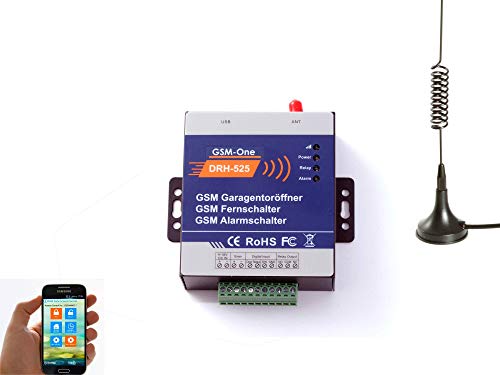 GSM Fernschalter 12V, GATE OPENER, Garagentoröffner: Kostenlos Schalten per Anruf; KOMPLETTSYSTEM DRH-525 von GSM-One inkl.Netzteil, Handbuch in Deutsch von GSM-One