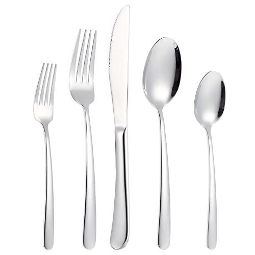 GSSWSSS Besteck Set für 6 Personen,30 Teilig Edelstahl Essbesteck Set,Besteck inkl.Messer/Gabel/Löffel,Spiegelpoliert, Spülmaschinenfest (Silber) von GSSWSSS