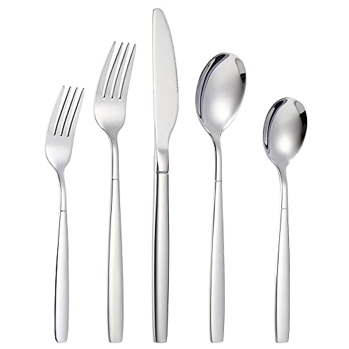 GSSWSSS Besteck Set für 6 Personen,30 Teilig Edelstahl Essbesteck Set,Besteck inkl.Messer/Gabel/Löffel,Spiegelpoliert, Spülmaschinenfest (Silber) von GSSWSSS