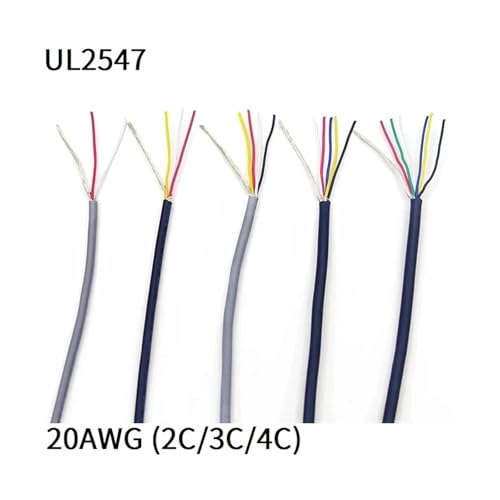1 Stück 10 m 20 AWG UL2547 geschirmtes Kabel – 2, 3, 4-adrig, PVC-isolierter Audio-Lautsprecher for optimale Signalsteuerung(GRAY,10M-20AWG (4CORES)) von GSUNLEO