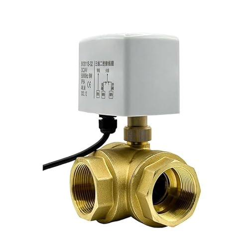 1 Stück 3-Wege-Kugelhahn mit Motor – 2 Zoll Messingventil mit 3-Draht-Steuerung for HLK-Systeme(1.5 Inch T Type-12vdc) von GSUNLEO