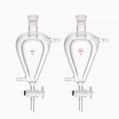 1 Stück doppelschichtiger birnenförmiger Flüssigkeitstrenntrichter – sphärischer konischer Tetrafluorglaskolben for den Laborgebrauch(250ml) von GSUNLEO