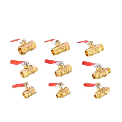 GSUNLEO 1 Stück 1/8" - 3/8" Messing-Kugelhahn - Männlich-Weibliche Anschlüsse for Wasser, Feuchtigkeit, Ablasssperre for Lufttank(1 6mm) von GSUNLEO