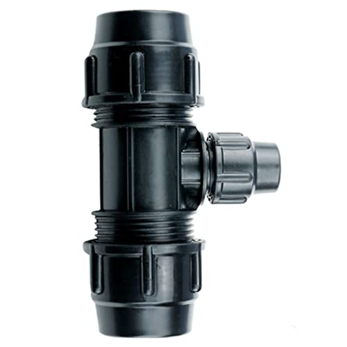 GSUNLEO 1 Stück PE-T-Wasseradapter – 3-Wege-Anschlussklemme for PE/MDPE-Rohre – langlebige Kunststoff-Rohrverschraubung(Black,50x25x50mm) von GSUNLEO