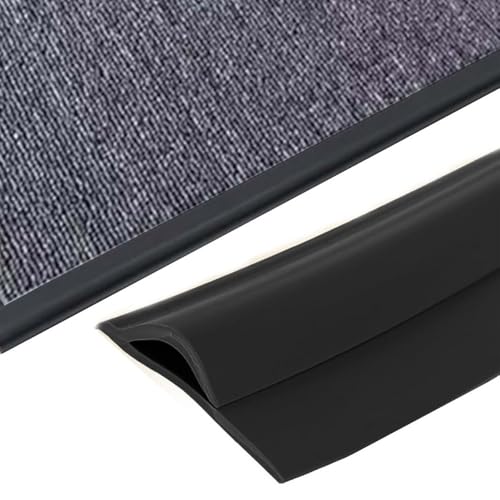 GSUNLEO Robuste, Selbstklebende Bodenübergangsleiste – extra Lange PVC-Kantenleiste for Glatte Übergänge von Teppich zu Fliesen/Holz(Black,Length 4m(13.1ft)) von GSUNLEO