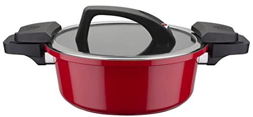 GSW Energiespartopf mit Glasdeckel Gourmet Red 24cm, 4 L, Rot von GSW