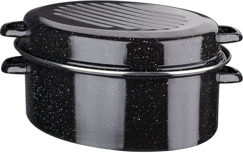 GSW Bräter Allzweckbräter, Stahl-Emaille, schwerer Qualität, Deckel als Auflaufform verwendbar, Induktion, 32 cm von GSW