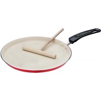 Crepe-Pfanne mit Teigverteiler 26cm rot/creme von GSW