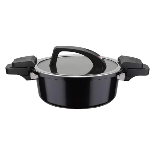 GSW Energiespartopf mit Glasdeckel Gourmet Nero 24cm, 4 L, Schwarz von GSW