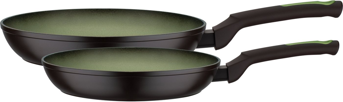 GSW Pfannen-Set Avocado, Aluminium (Set, 2-tlg., je 1 Pfanne Ø 24/28 cm, H: 4,5/5,0 cm, - 1,5/2,1 l), Induktion von GSW