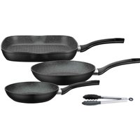 GSW Pfannen-Set "Gourmet Granit" Aluminium Set, 1x Bratpfanne Ø 20 cm, 1x Bratpfanne Ø 24 cm, 1x Grillpfanne Ø 28 cm, 4 Stk. tlg. Induktion von GSW