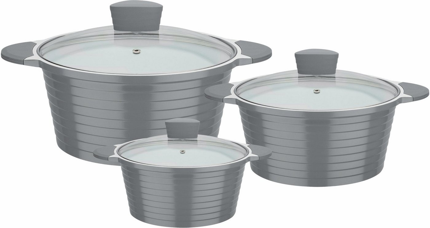 GSW Topf-Set Bolero, Aluminiumguss (Set, 6-tlg., 1x Kochtopf Ø 16 cm, 1x Kochtopf Ø 20 cm, 1x Kochtopf Ø 24 cm), Induktion von GSW