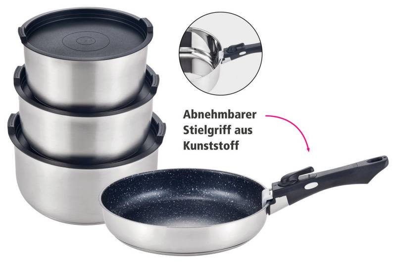 GSW Topf-Set EASY CLICK, Edelstahl (Set, 8-tlg), ideal für den Camper geeignet. Induktion von GSW