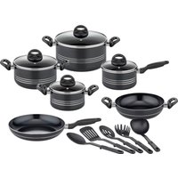 GSW Topf-Set "Milano Nero", Aluminium, (Set, 15 tlg., je 1 Kochtopf 16/20/2 cm, 1 Stielkasserolle 16cm, je 1 Pfanne 24/28cm) von GSW