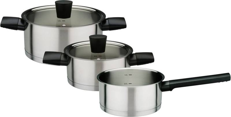 GSW Topf-Set Novero, Edelstahl 18/8 (Set, 5-tlg., 1 Kochtopf 16 x H 8,0 cm, 1 Kochtopf 20 x H 10 cm, 1 Kasserolle 16 cm), praktischen Literskala, Induktion von GSW