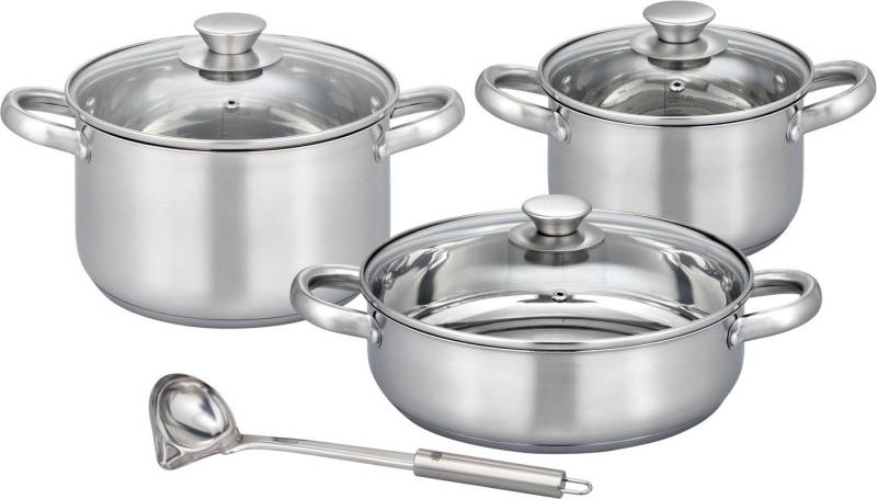 GSW Topf-Set Toronto, Edelstahl (Set, 7-tlg), mehrteiliges Kochtopf-Set aus Edelstahl inkl. praktischer Küchenhelfer von GSW