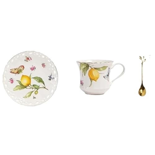 GSXLZ Kaffeetassen 1pc Tassen Tee-Set Teetasse und Untertassen Set, Keramikbecher Kaffeetasse Set Dessertteller(1 set-200ml) von GSXLZ