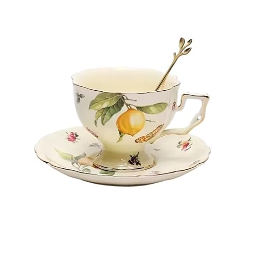 GSXLZ Kaffeetassen 1pc Tassen Tee-Set Teetasse und Untertassen Set, Keramikbecher Kaffeetasse Set Dessertteller(240ml) von GSXLZ