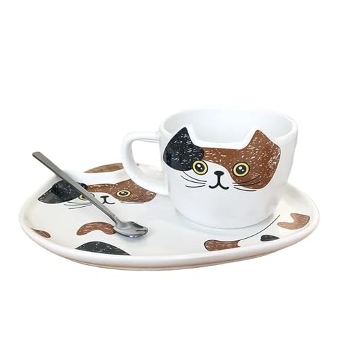 GSXLZ Kaffeetassen 200ML Keramik Tassen Kaffee Tassen Gericht Set Mit Tablett Und Löffel Nette Restaurant Nachmittag Tee(Color2) von GSXLZ