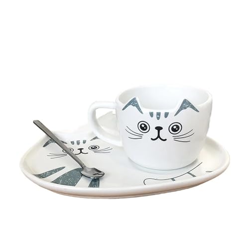 GSXLZ Kaffeetassen 200ML Keramik Tassen Kaffee Tassen Gericht Set Mit Tablett Und Löffel Nette Restaurant Nachmittag Tee(Color3) von GSXLZ
