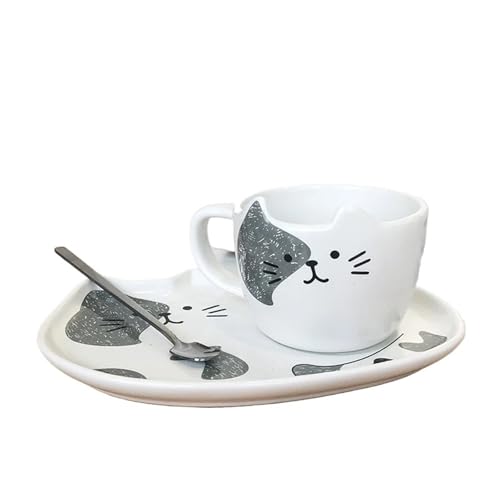 GSXLZ Kaffeetassen 200ML Keramik Tassen Kaffee Tassen Gericht Set Mit Tablett Und Löffel Nette Restaurant Nachmittag Tee(Color4) von GSXLZ