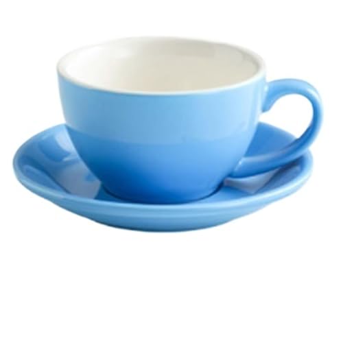 GSXLZ Kaffeetassen 300ML Einfarbige Kaffeetasse Und Untertasse Keramiktasse Und Untertasse Set(Blue 1) von GSXLZ