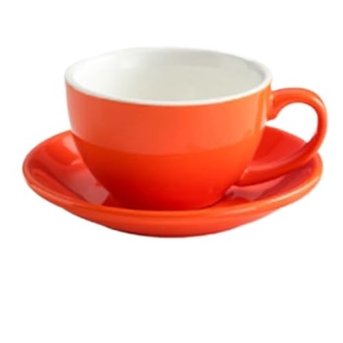 GSXLZ Kaffeetassen 300ML Einfarbige Kaffeetasse Und Untertasse Keramiktasse Und Untertasse Set(Orange) von GSXLZ