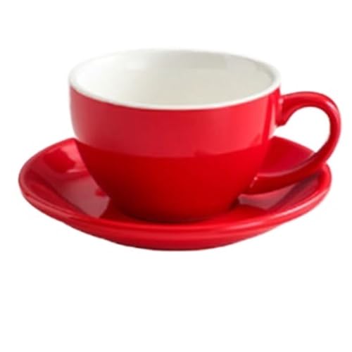 GSXLZ Kaffeetassen 300ML Einfarbige Kaffeetasse Und Untertasse Keramiktasse Und Untertasse Set(Red) von GSXLZ