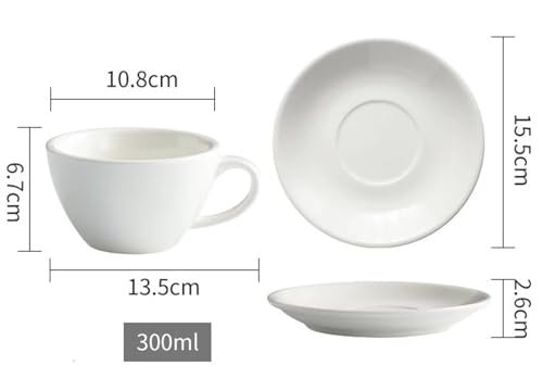 GSXLZ Kaffeetassen 300ML Einfarbige Kaffeetasse Und Untertasse Keramiktasse Und Untertasse Set(White) von GSXLZ