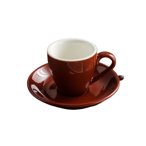GSXLZ Kaffeetassen 80ML Keramik Kaffeetasse Set Nachmittagstee Tassen und Teller Becher Keramik Kaffeetasse(Brown) von GSXLZ