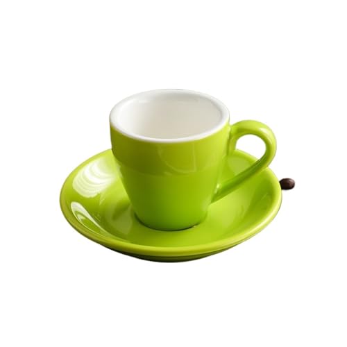 GSXLZ Kaffeetassen 80ML Keramik Kaffeetasse Set Nachmittagstee Tassen und Teller Becher Keramik Kaffeetasse(Green) von GSXLZ