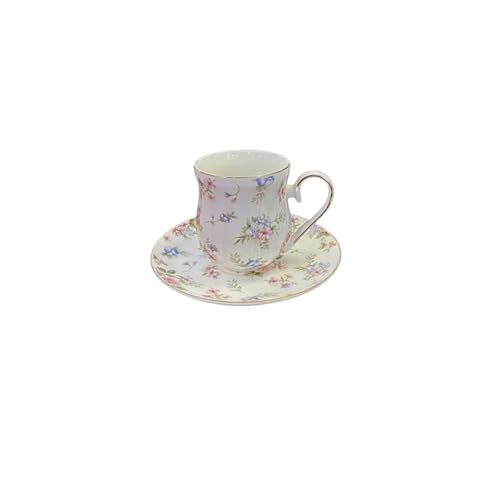 GSXLZ Kaffeetassen Floral Kaffeetasse und Teller Set Nachmittagstee Tasse Keramiktasse(Color1) von GSXLZ