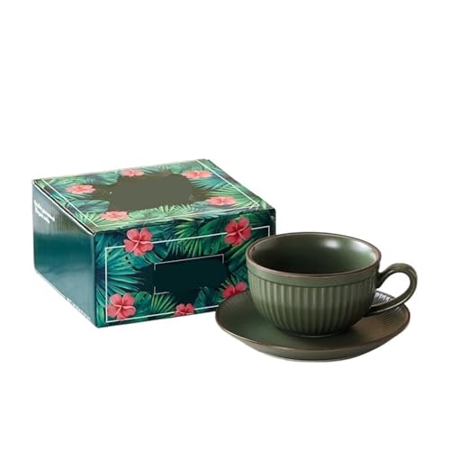 GSXLZ Kaffeetassen Kaffeetasse Stil Latte Becher Nachmittagsteetasse und Untertasse Tasse for Home Drinkware(Green) von GSXLZ