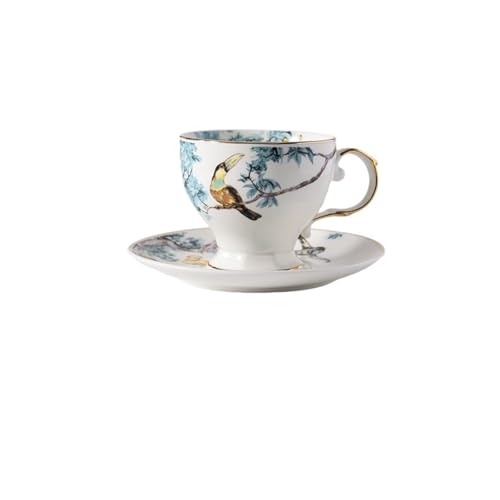 GSXLZ Kaffeetassen Kaffeetasse und Teller Keramikbecher Haushalt Nachmittagsteetasse Freizeittee Dessertbecher(Style 1) von GSXLZ