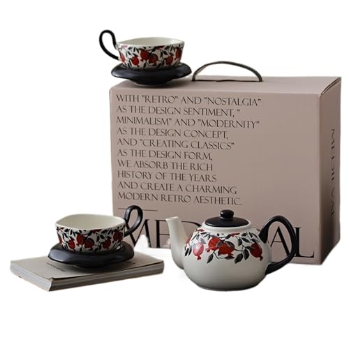 GSXLZ Kaffeetassen Kaffeetasse und Teller Set Retro Nachmittagsteetasse, Paartasse(Red) von GSXLZ
