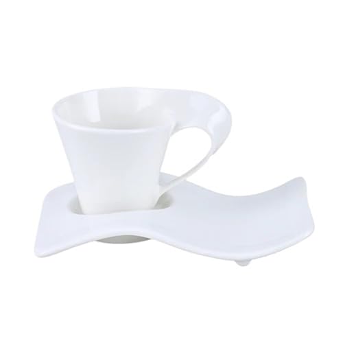 GSXLZ Kaffeetassen Kaffeetasse und Untertasse Set Keramik Pure White Milch Teetasse(Style 12) von GSXLZ